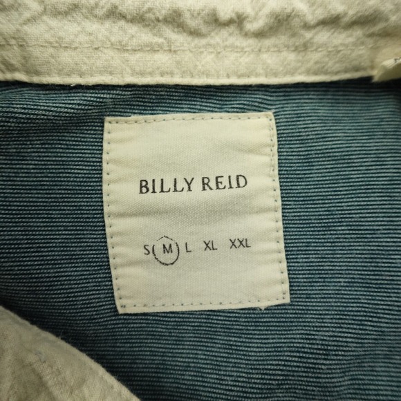 Billy Reid Polo Shirt Mens Medium Green Heathered Pensacola Cotton Pocket- - Picture 3 of 10